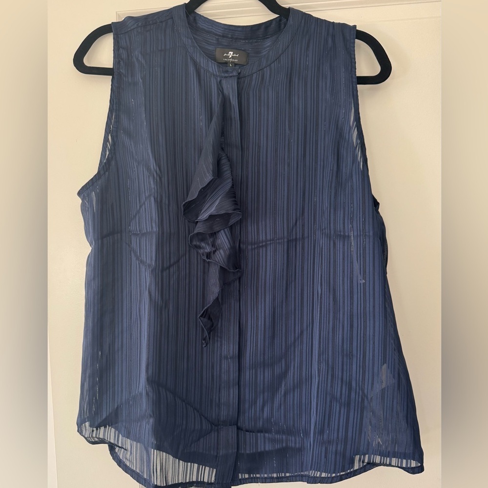 For All Mankind Women's Sparkle Ruffled Sleeveless Top, loose fit no b… - Picture 2 of 4